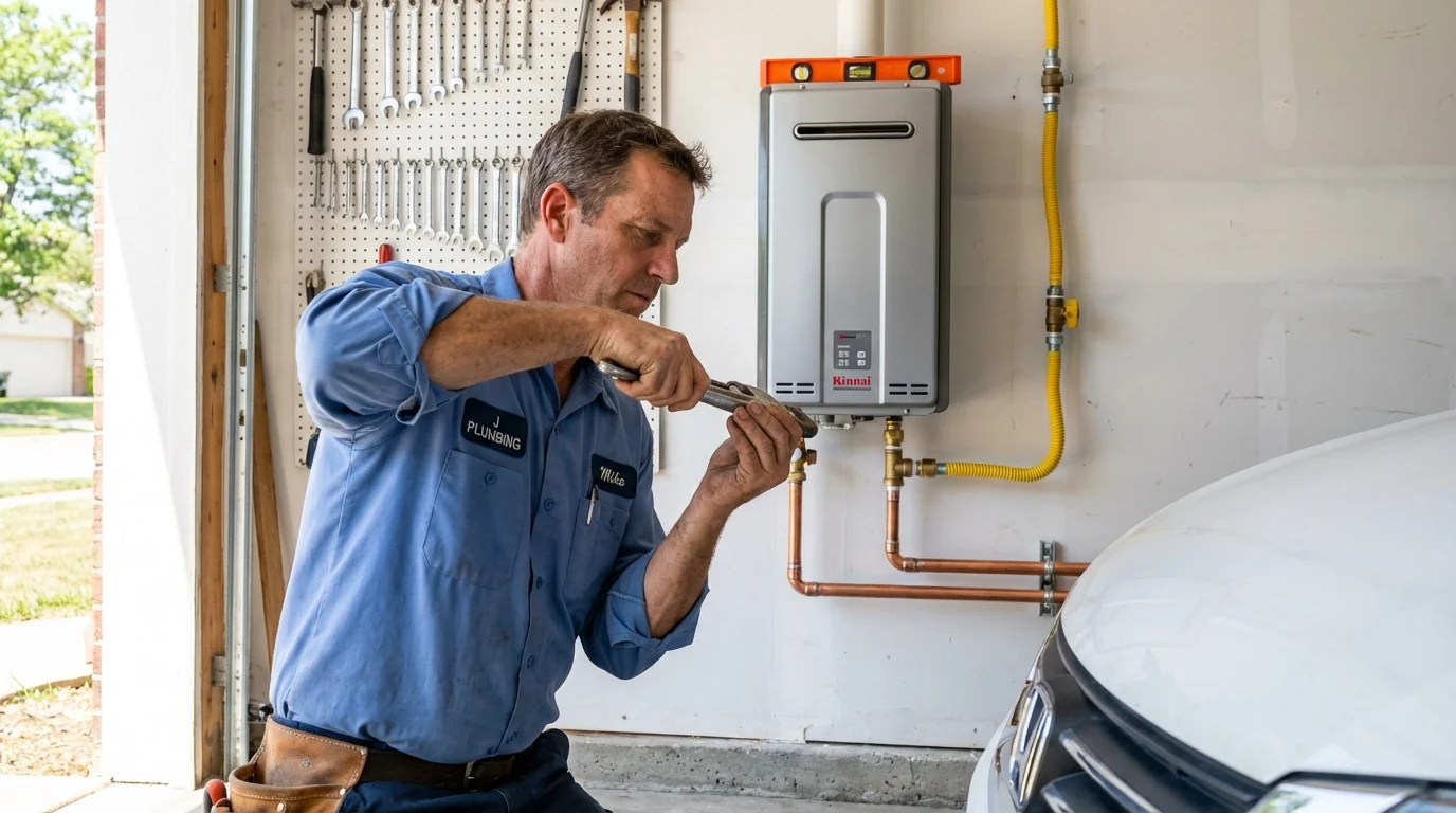 Tankless water heater installation by a Johns Plumbing LLC plumber in Trafalgar